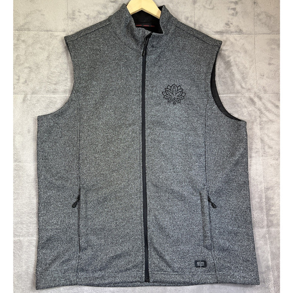 OGIO Full Zip Grit Fleece Vest XL Diesel Heather Gray OG730 Rugged Texture Logo - Picture 1 of 9